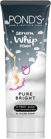 POND'S Serum Whip Facial Foam, for clean, nourished and bright skin, Pure Bright, Infused with Collagen Serum, Vitamin B3 & Activated Charcoal,100g