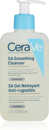 CeraVe SA Smoothing Cleanser | Face and Body Salicylic Acid Wash and Exfoliant for Normal, with Hyaluronic Acid, Niacinamide and Ceramides 236 ML