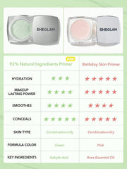 Sheglam BIRTHDAY SKIN Oil Control Green Matte Mattifying Primer New Authentic