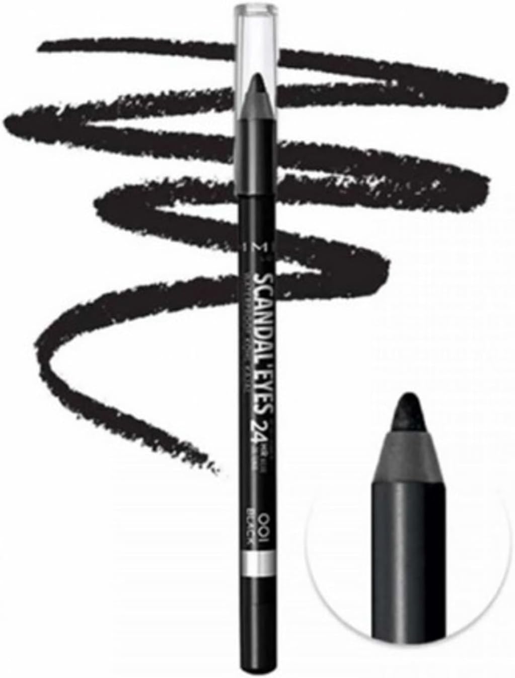 Roll over image to zoom in Rimmel London, Scandaleyes Waterproof Kohl Kajal Pencil Eyeliner, 01 Black, 1.3g
