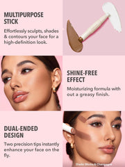 SHEGLAM 2 In 1 Dual Head Cream Contour Highlighter Stick Highly Pigmented Face Bronzer Makeup - Mocha & Champagne - 1.7 g