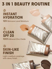 SHEGLAM Dew & Done Skin Tint with SPF20 Light-medium Coverage Foundation Evens Skin Tone-Fair