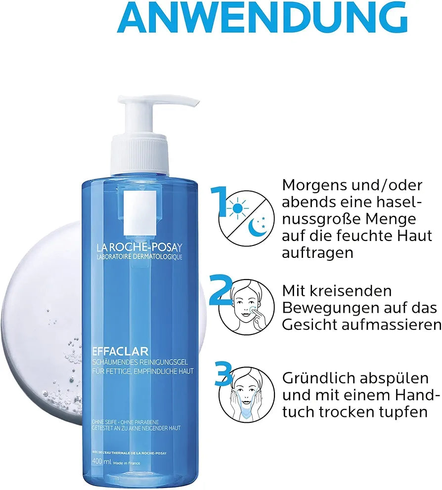 La Roche-Posay Effaclar Foaming Cleansing Gel 400ml - Facial Cleansing for Oily Blemished Skin
