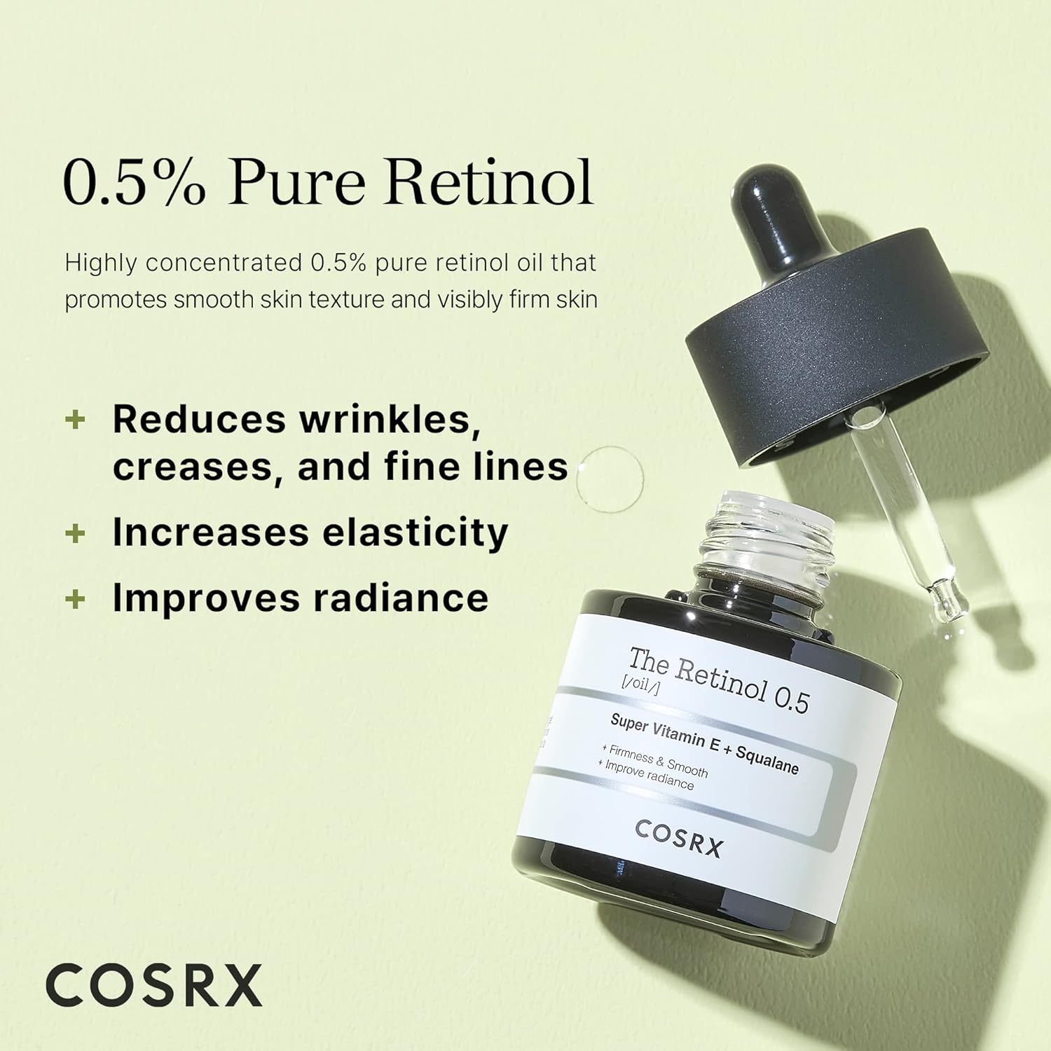 COSRX Retinol 0.5 Oil, Anti-aging Serum with 0.5% Retinoid Treatment for Face, for Day & Night