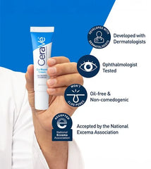 CeraVe EYE CREAM with Hyaluronic Acid for Under Eye Dark circles & Puffiness, Ophthalmologist 14.2 Grams