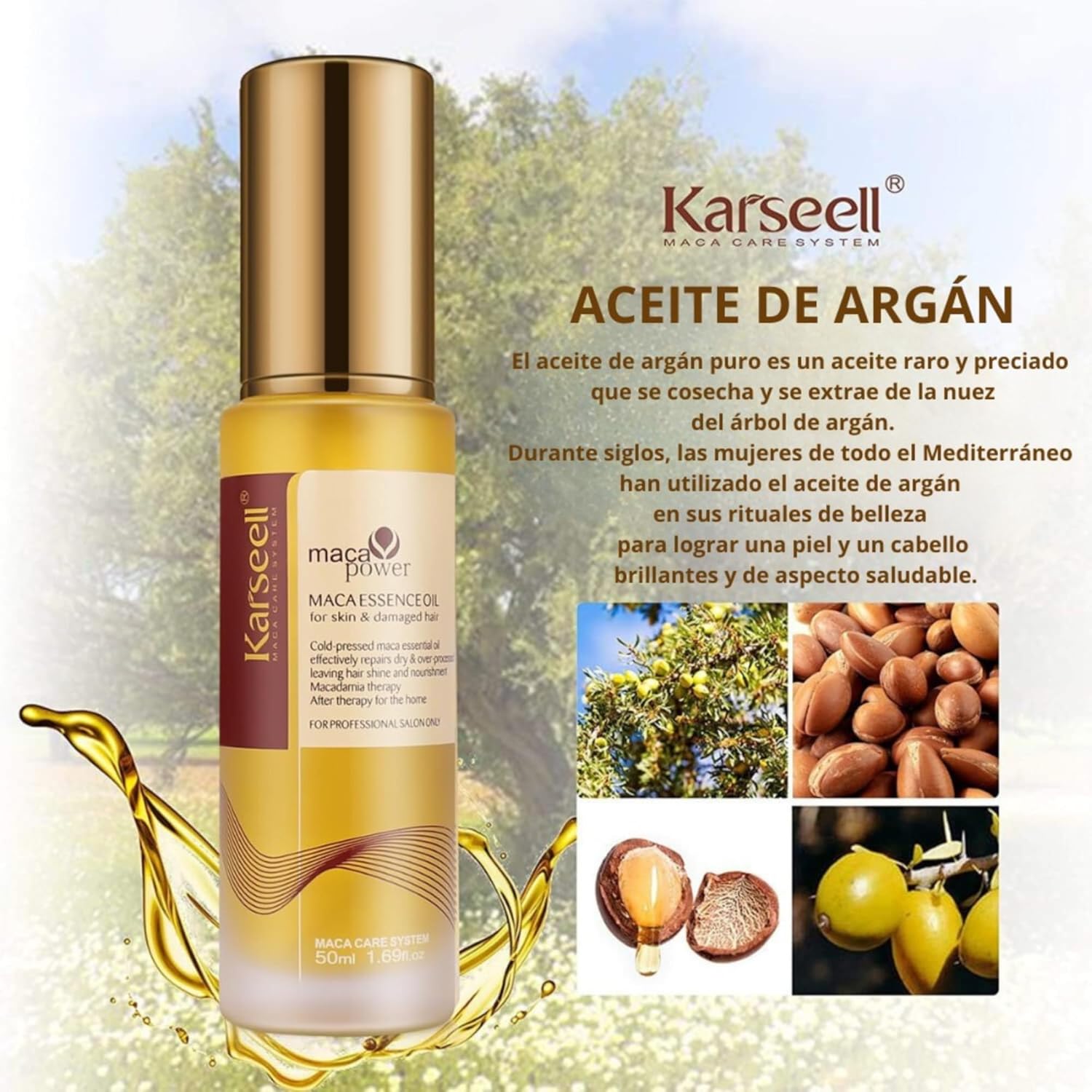 Karseell Maca Power Essence Hair Oil for Body and Damaged Hair 50 ml