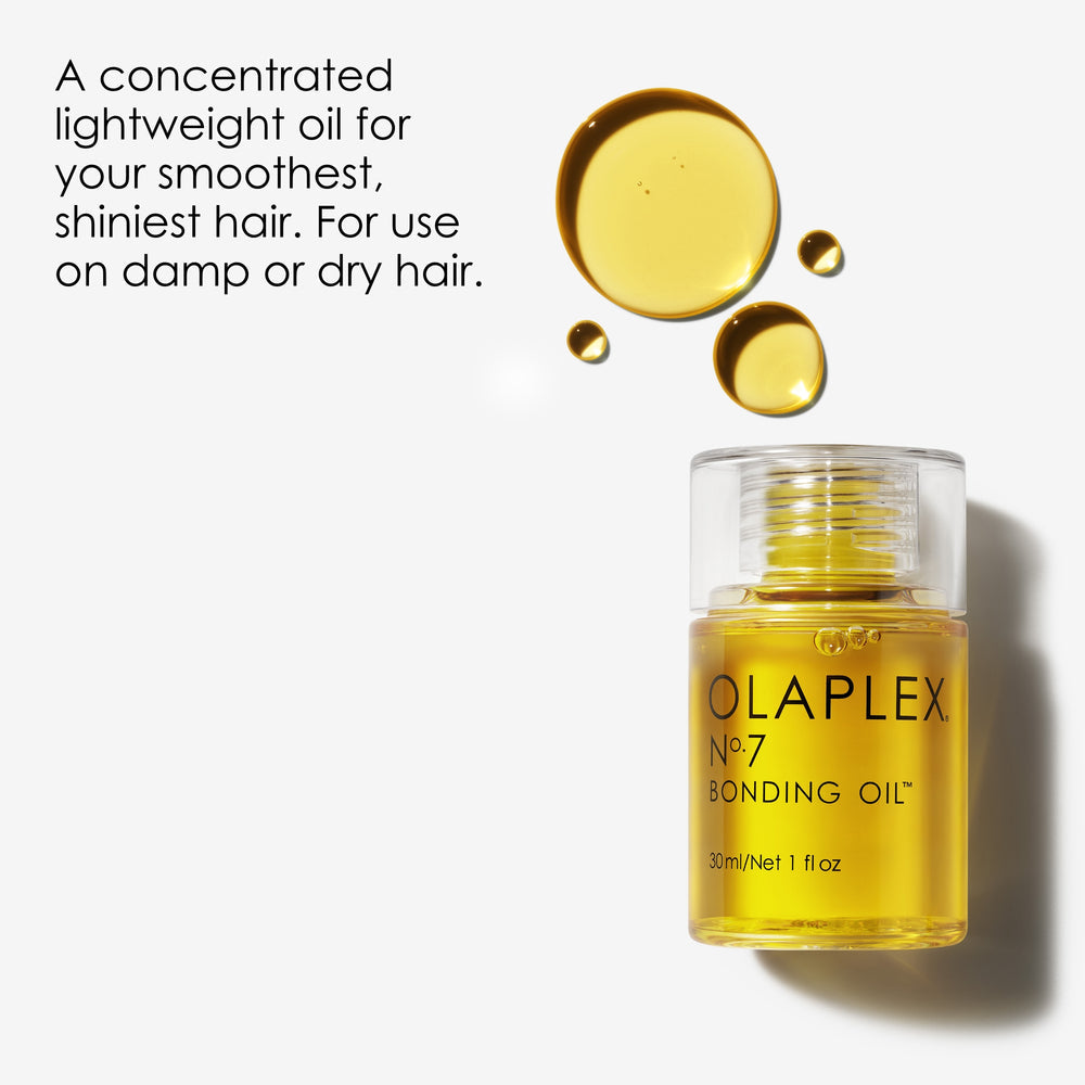 Olaplex bonding oil no.7 30 ml reduces frizz & flyaways ,extends color & renews vibrancy, heat protection up to 450 f , shortens drying time , softens & detangles , uv protection and vegan