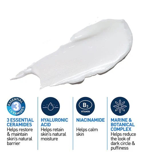 CeraVe EYE CREAM with Hyaluronic Acid for Under Eye Dark circles & Puffiness, Ophthalmologist 14.2 Grams